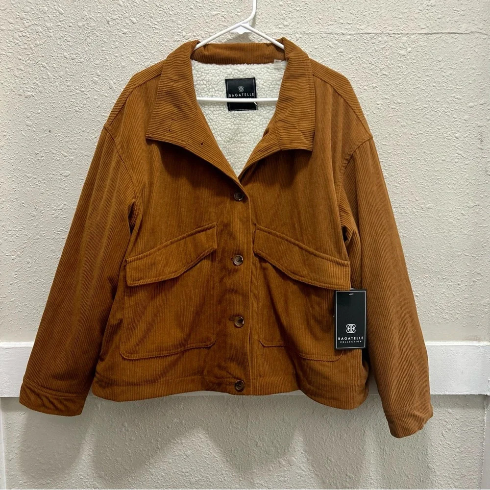 Bagatelle Collection Loose Fitted Saddle Brown Corduroy Jacket Sz XL NWT